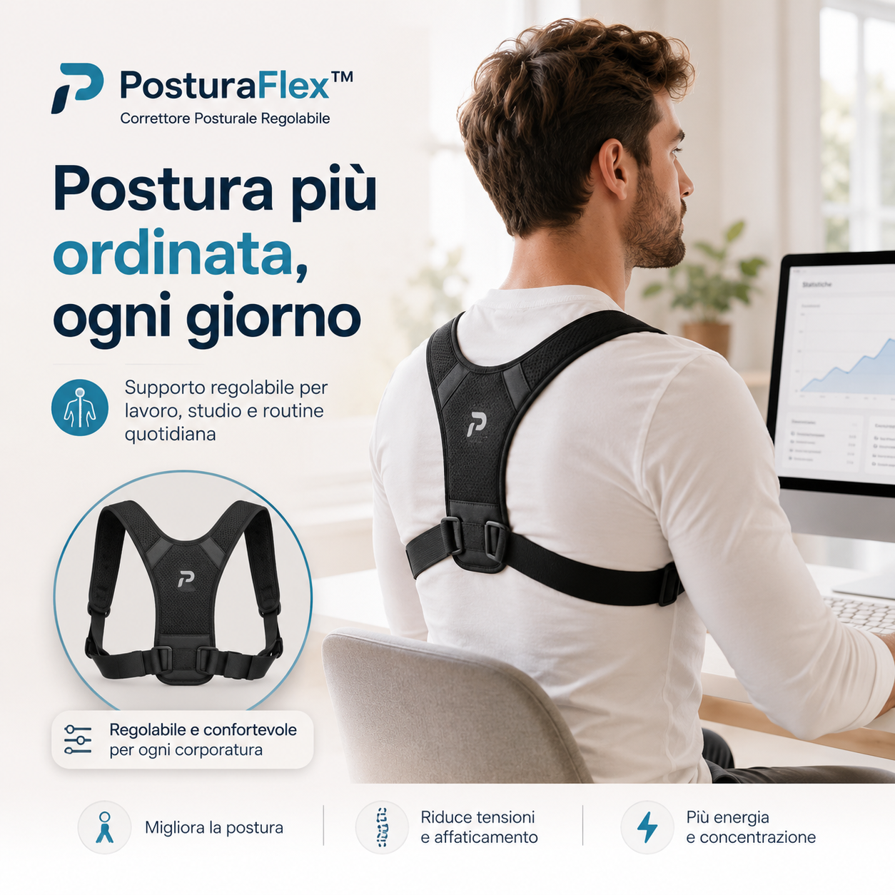 PosturaFlex™ – Correttore Posturale Regolabile