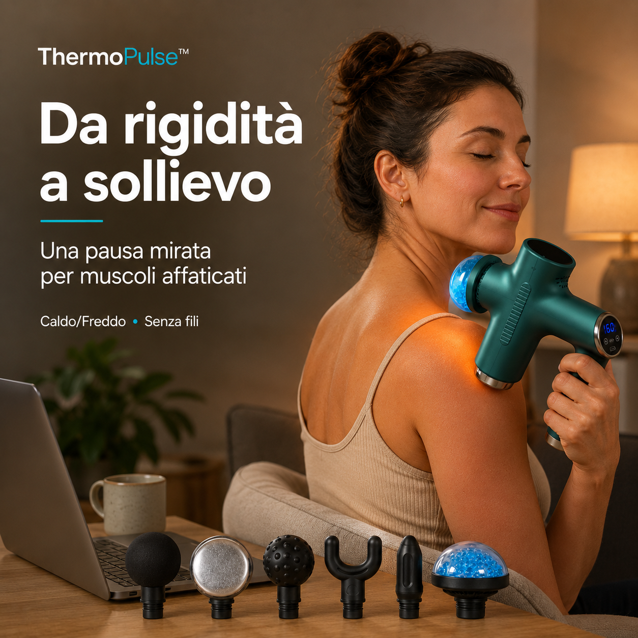 ThermoPulse™ – Pistola Massaggiante con Tecnologia Caldo e Freddo