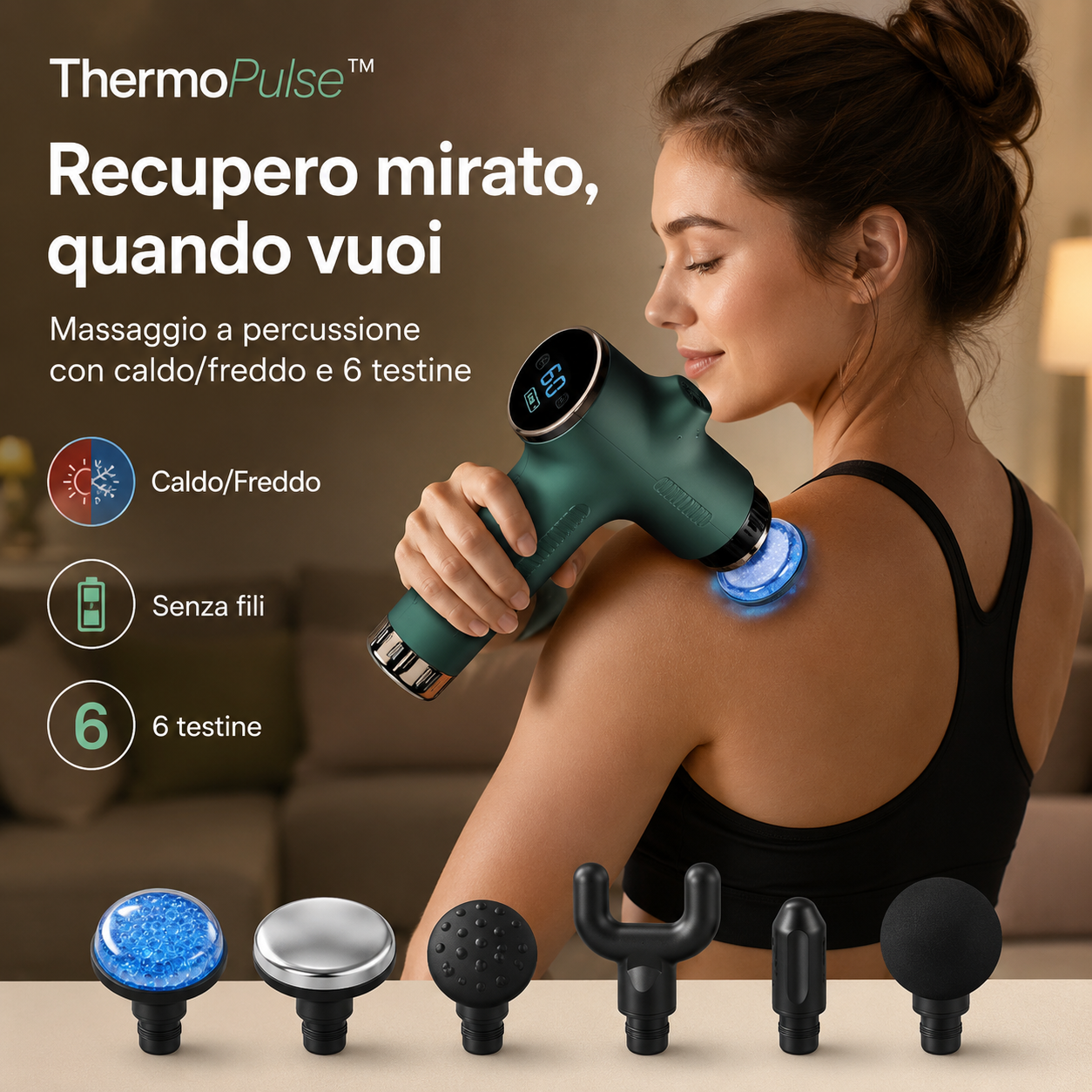 ThermoPulse™ – Pistola Massaggiante con Tecnologia Caldo e Freddo