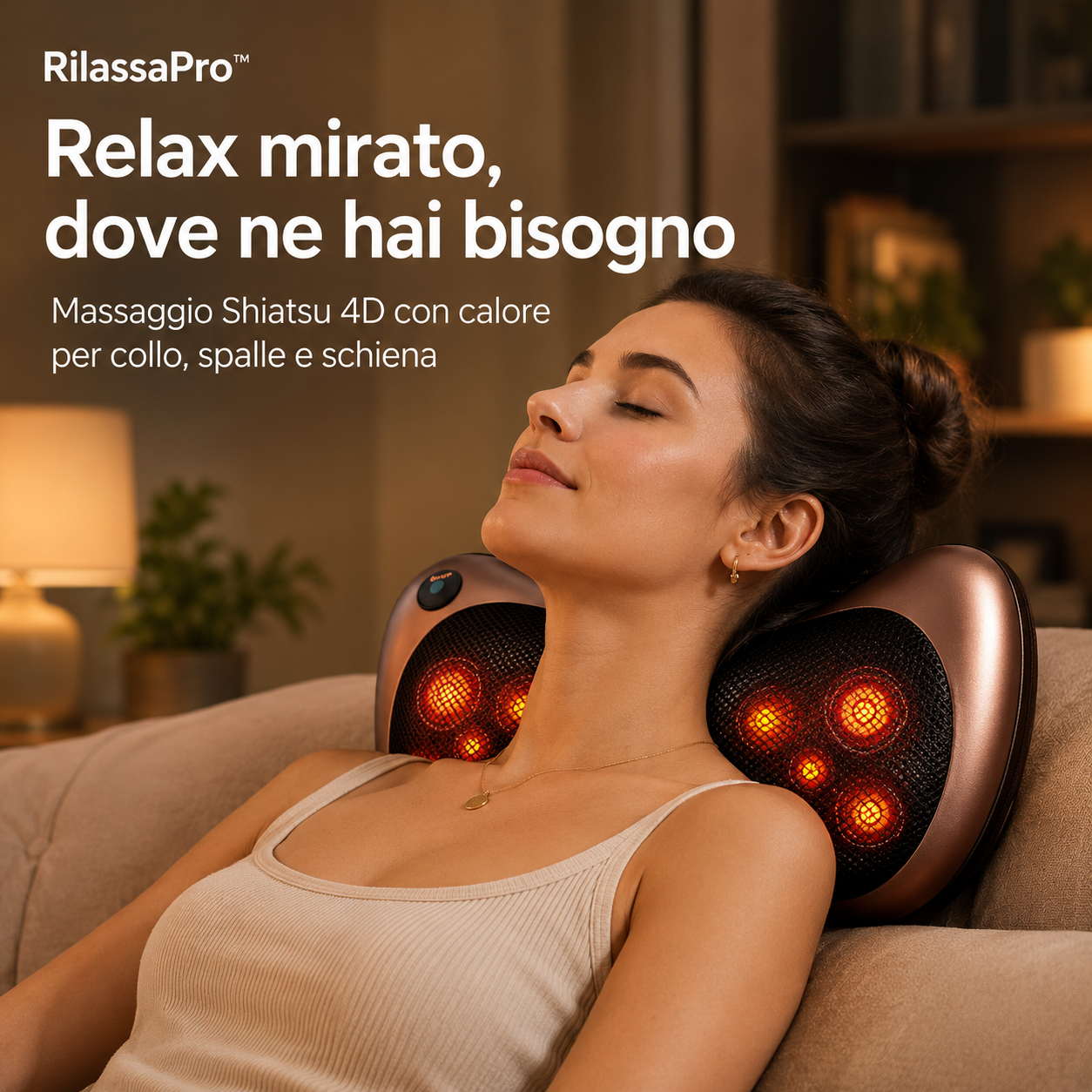 RilassaPro™ – Massaggiatore Shiatsu 4D per Collo, Spalle e Schiena