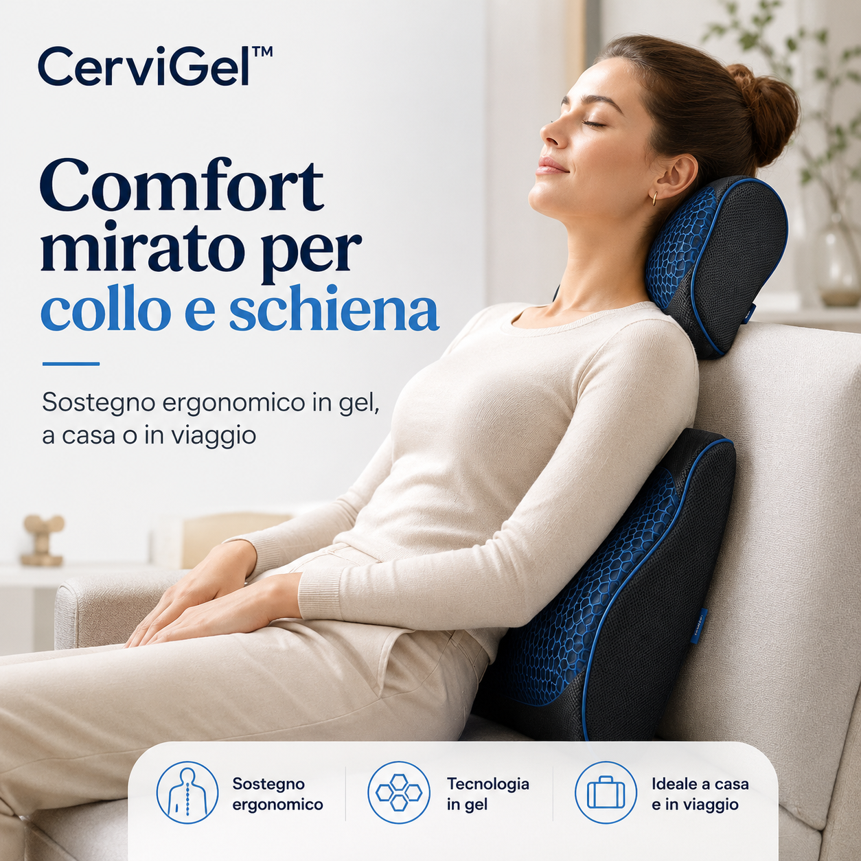 Cuscino Ergonomico in Gel per Collo e Schiena