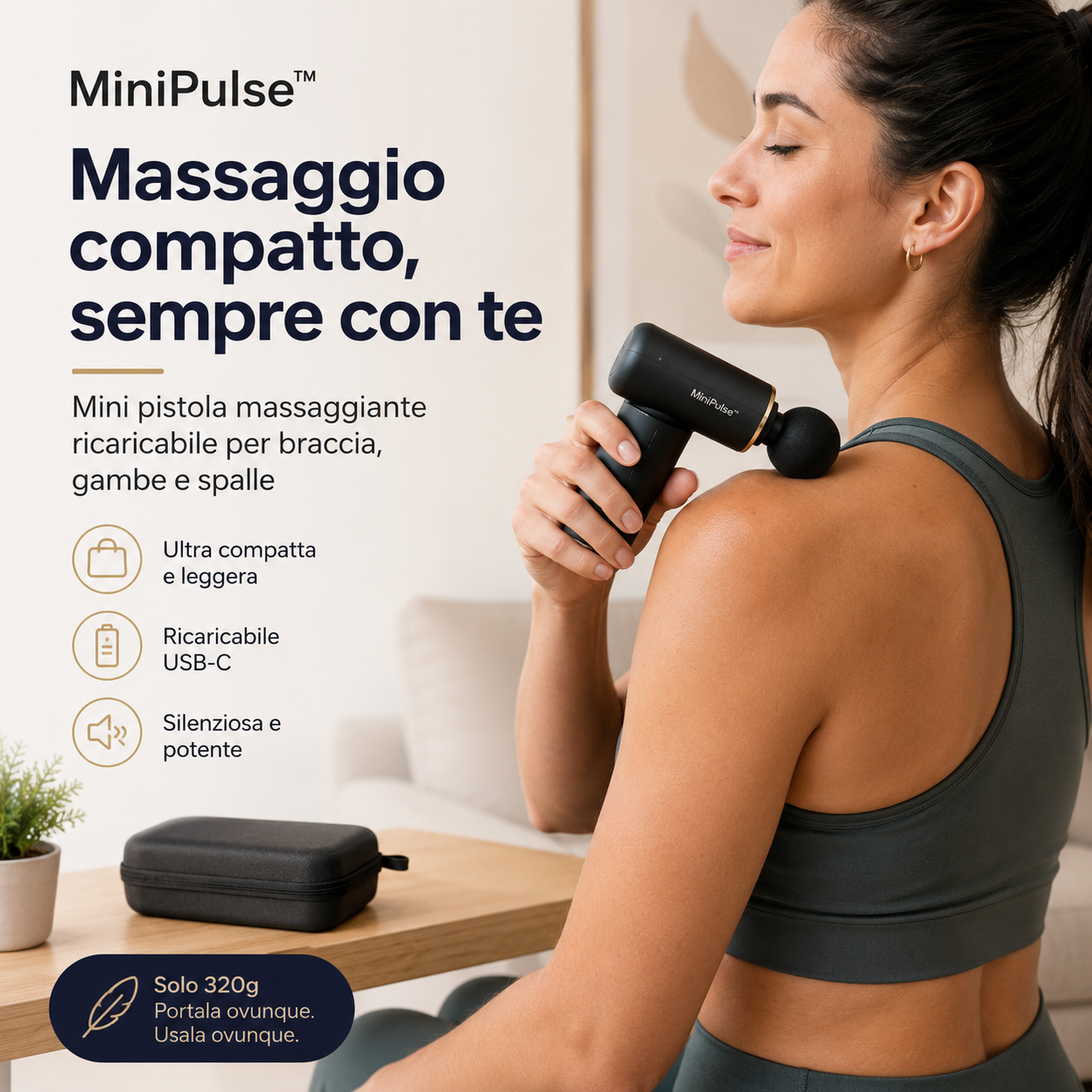 MiniPulse™ – Mini Pistola Massaggiante Ricaricabile